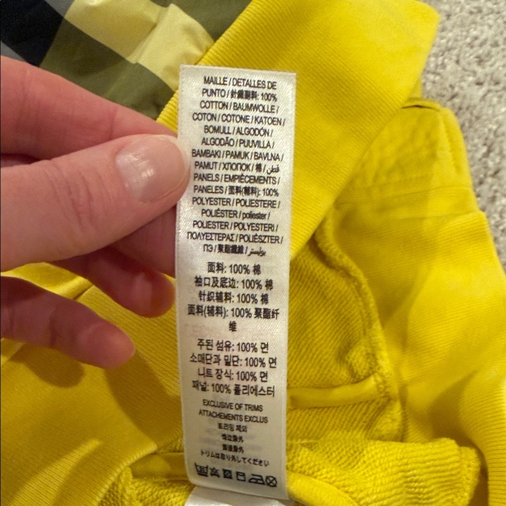 Burberry Yellow Kids Hoodie with Plaid Accents, size 8 - Picture 11 of 11